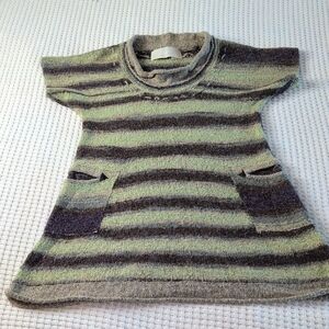 Cozy Striped Sweater Top in Green and Gray